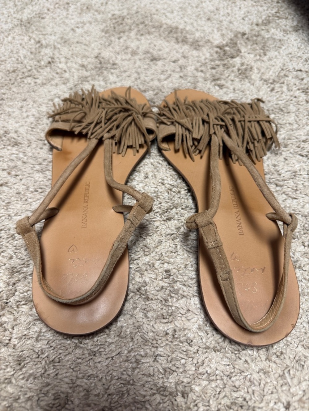 Banana Republic Tan Fringe Leather Slingback Sandals - Picture 3 of 6